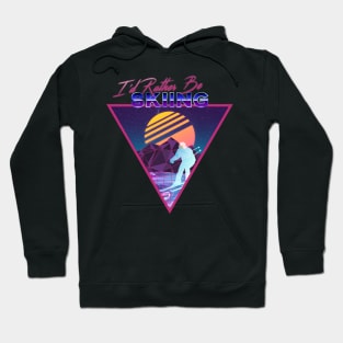 Retro Vaporwave Ski Mountain | I'd Rather Be Skiing | Shirts, Stickers, and More! Hoodie